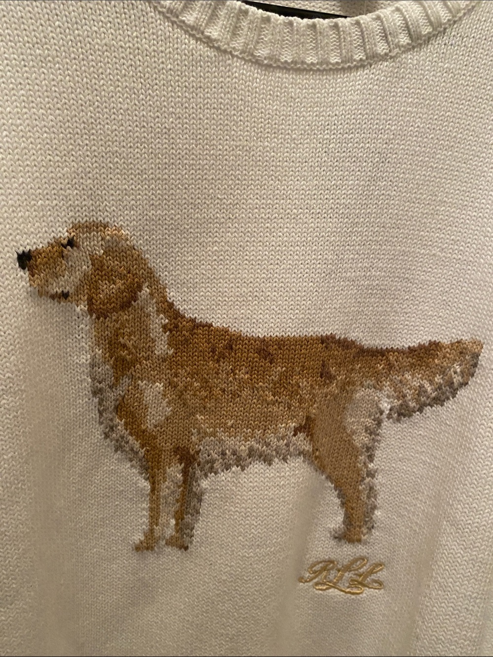 Ralph Lauren Woman’s Off White Intarsia-Knit Vizsla Crewneck Sweater Sz XXL NWT - Picture 9 of 13